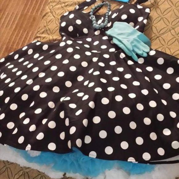 Black & White Polka Dot Rockabilly Dress - Picture 1 of 3